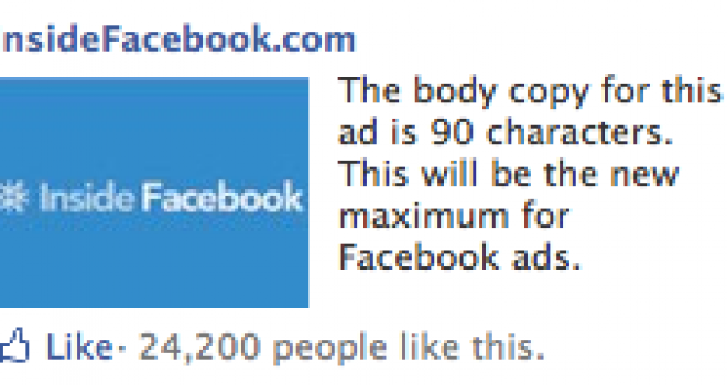 Facebook уменьшает размер изображения и количество символов в рекламе